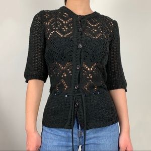 black knit cardigan